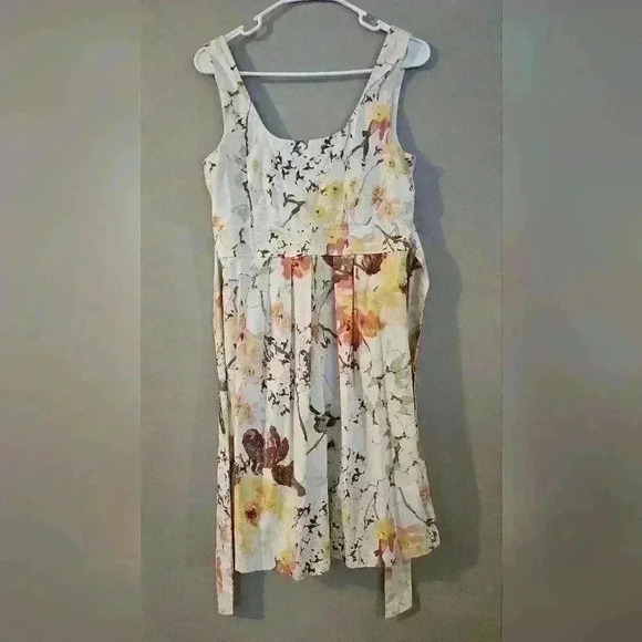Maurices Women's Sundress White‎ with Floral Pattern Belt Zipper Size Medium - Picture 3 of 7